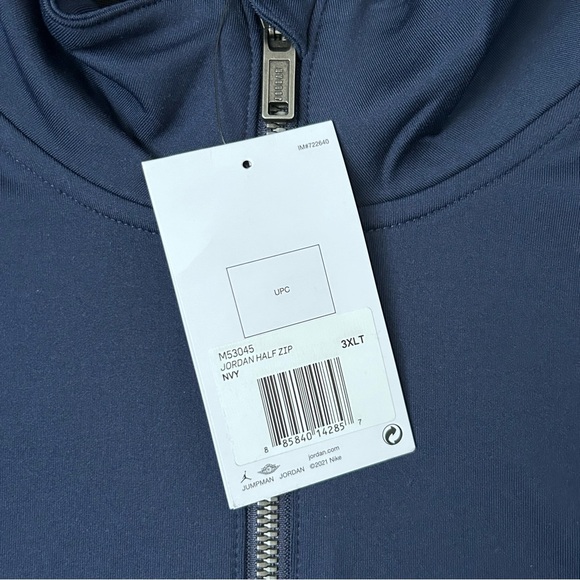 Nike Air Jordan Dri-Fit 1/2 Half Zip Men’s 3XLT Navy Blue Fleece Lined Jacket - Picture 3 of 7